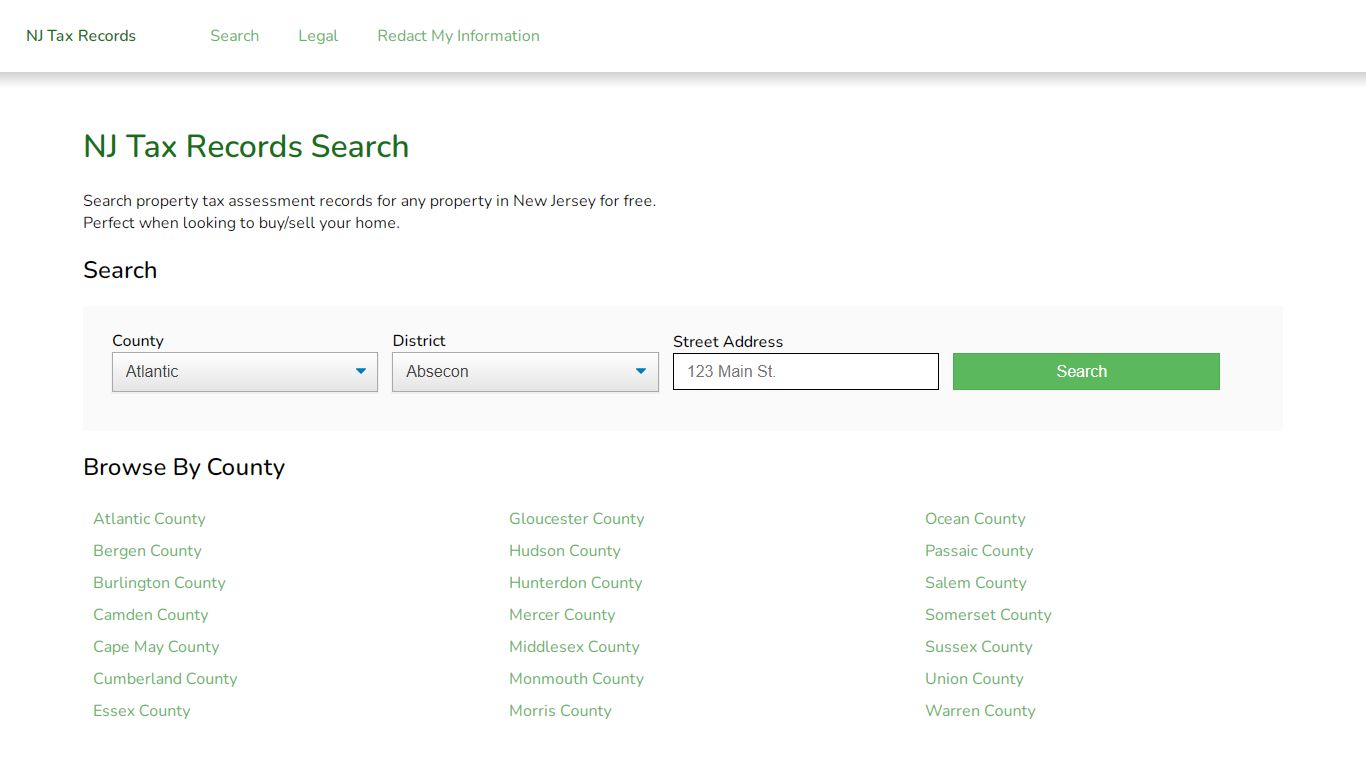 NJ Tax Records Search